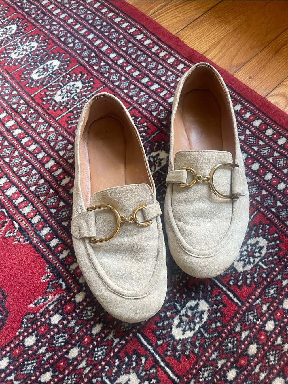 Geox light beige suede leather flats with rubber soles